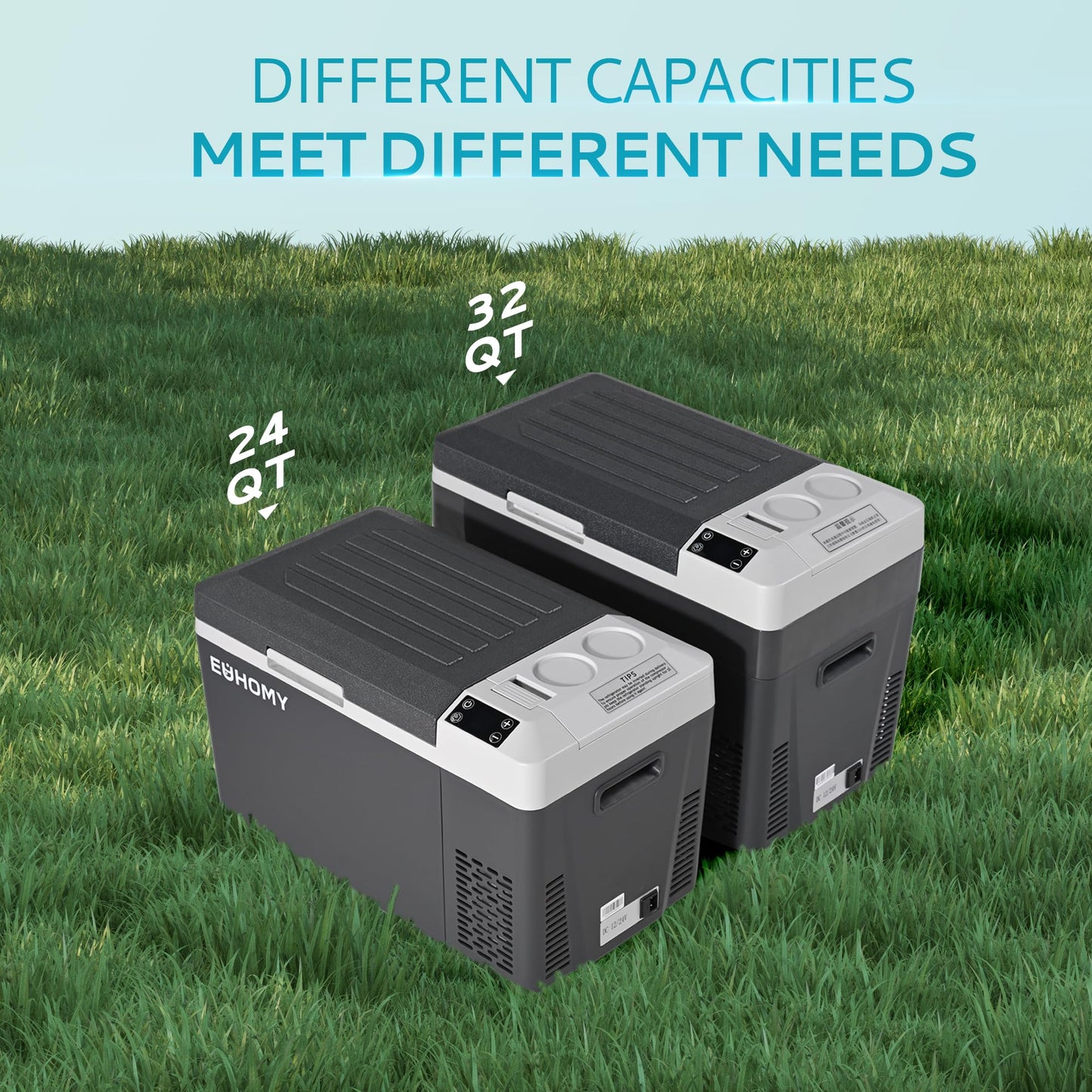 EUHOMY 12 Volt Refrigerator, 24QT(23L) Electric Cooler, Car Fridge APP Control, Car Refrigerator 12/24V DC 100-240V AC, Portable Freezer Usable Battery for Camping, Travel, Truck, Outdoor