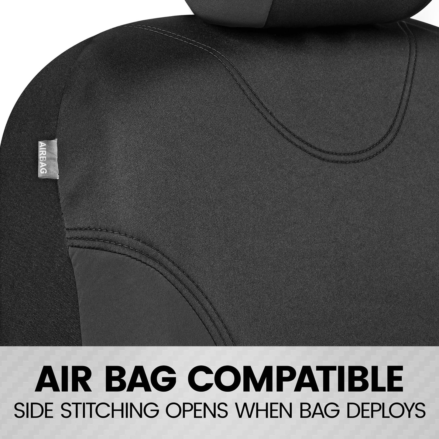 BDK Black Car Seat Covers Full Set - Universal Fit Matching Set Seat Covers for Trucks & Car Seat Protector for SUV - Front Seats, Rear Back Bench, & Headrest Seat Covers for Cars Interior Covers