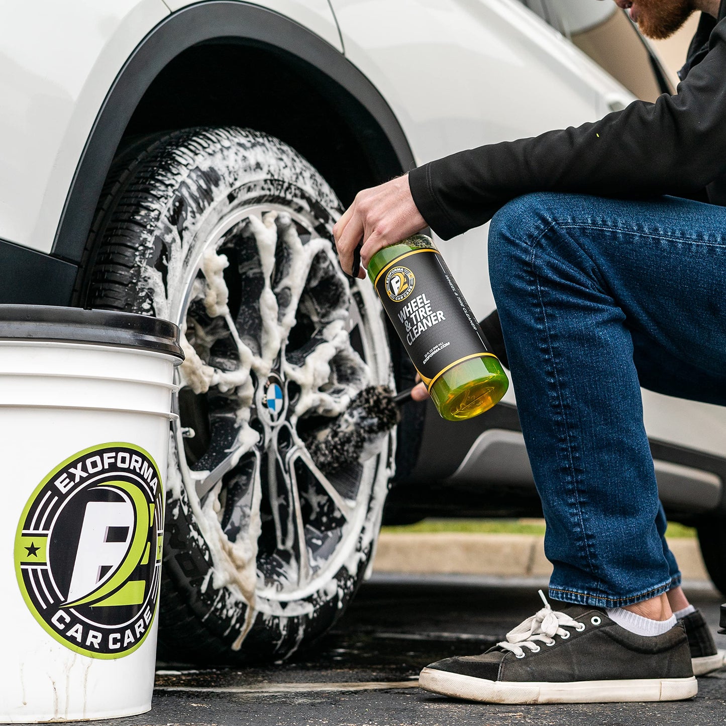 ExoForma Wheel & Tire Cleaner - Removes Built-Up Brake Dust, Dirt & Grime - Improves Dressing Performance - 2-in-1 Formula - Chosen by Pros (16 FL Oz)
