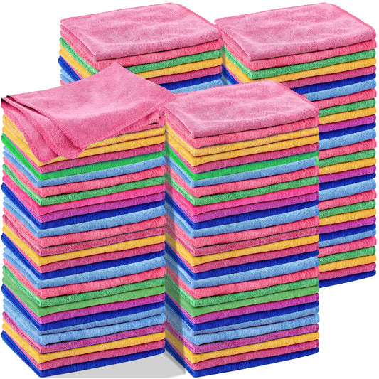 Preboun 300 Pack 12 x 16 Inch Microfiber Cleaning Cloth Bulk Multipurpose Reusable Washable Cleaning Rags Absorbent Towels for House, Kitchen, Car, Office, Window(Multicolor)