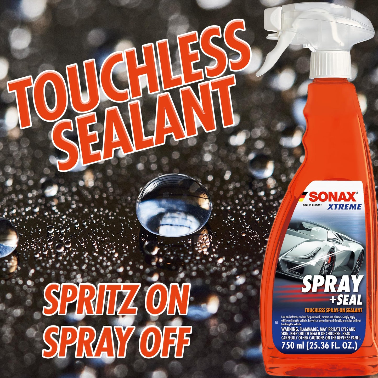 SONAX Profiline Spray + Seal | Quick Hydrophobic Sealant | Quick Spray & Rinse Protection for Paint, Plastic & Rubber | Enhances Water Beading, Prevents Water Spots & Contaminant Buildup | 243500 | 5L