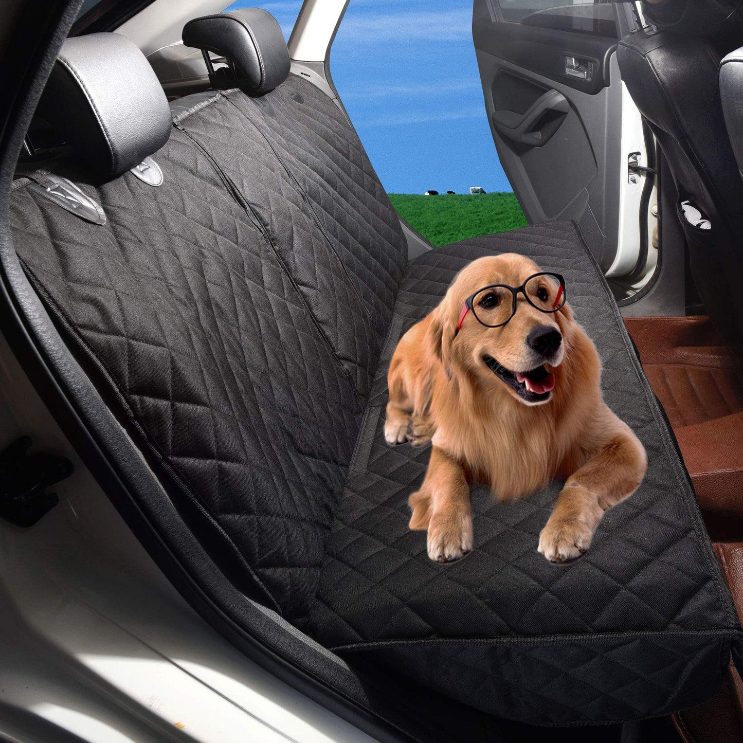 JSTHT Dog Car Seat Cover for Back Seat 100% Waterproof Car Seat Cover Protector for Dogs in Car Nonslip Scratch Proof Durable Dog Seat Cover for Cars SUV &Truck