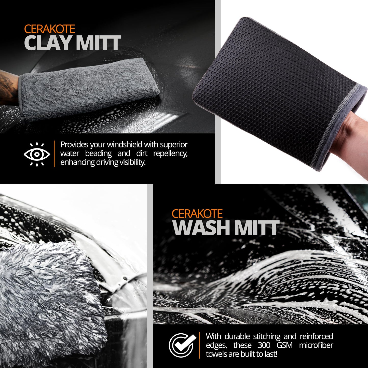 CERAKOTE Fully Covered Bundle - Complete Car Care with Rapid Ceramic Paint Sealant, Interior Detailer, Tire Coat, Glass Protectant, High Foam Vehicle Shampoo