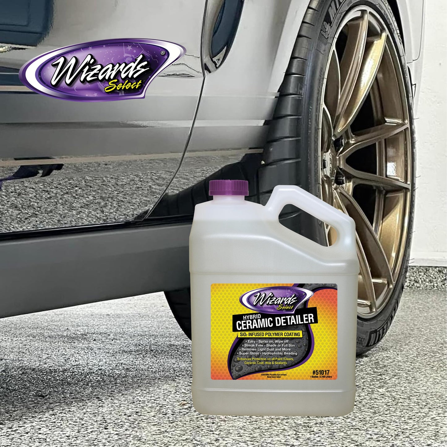 Wizards Select Hybrid Quick Ceramic Detailer - 1 Gallon - SiO2 Infused Polymer Coating & Ceramic Spray Wax to Protect Paint, Ceramic Coat, Wax & Sealants